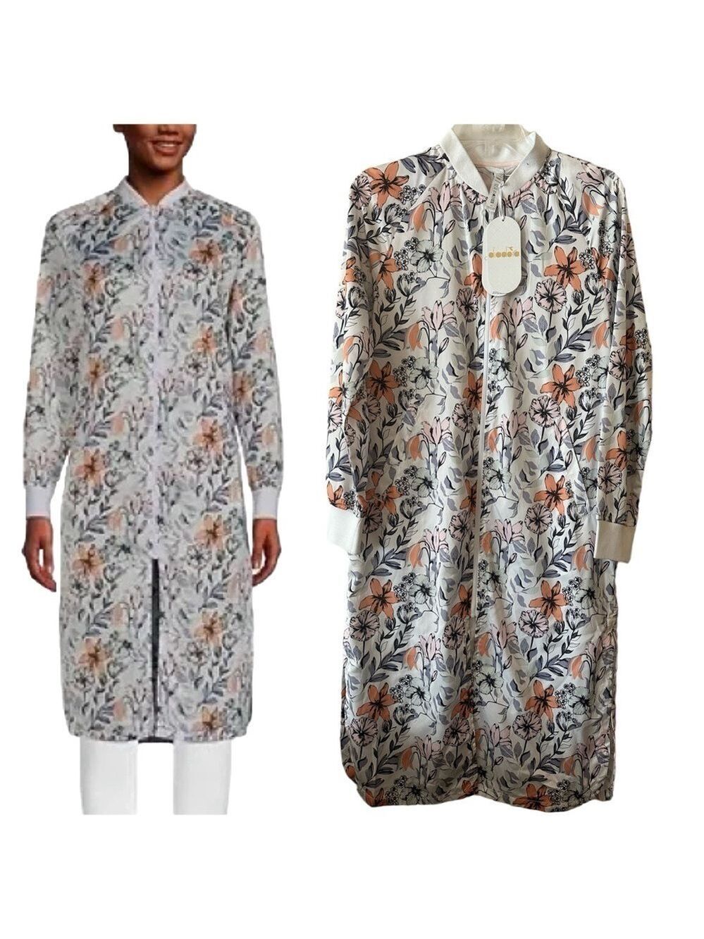 Diadora Floral Long Bomber Zip Up Water Resistant Jacket